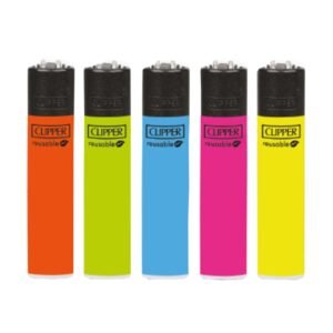 Encendedores CLIPPER - Colección Solid Fluor - Display 24x